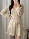 Wenkouban-nye outfits V Neck Long Sleeve Sweater Dress 2025 fashion trends y2k style party club outfits