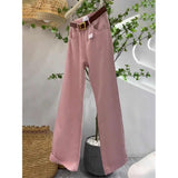 Wenkouban-y2k outfits Valentine's Day gift Pink Wide Leg Jeans Women's Autumn Winter High Waist Straight Loose Soft Denim Pants Female Slim Jeans Oversized Trousers