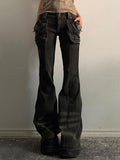 Wenkouban-y2k Outfits christmas outfit Vintage Y2K 3D Pocket Flared Jeans