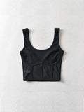 Wenkouban-Women Corset Tank Top With Mesh Detail Mesh Panels Fitted Crop Top