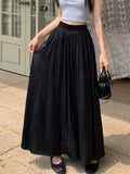 Wenkouban-swaggy outfits back to school outfits White Black Long Skirts For Women Maxi Skirt 2025 Spring Summer Korea Casual High Waisted A-line Ruffle Pleated Skirts ropa muje