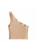 Wenkouban-One Shoulder Cropped Tanks Top Women Summer Sleeveless Tanks Camis Sexy Oblique Collar Elastic Corset Slim Crop Tops Tube Lady