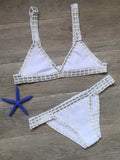 Wenkouban-Crochet Swimwear for Female Knitted Swimsuits Neoprene Bikini Beachwear Boho Style Swimsuit Two Pieces Bathng Suits