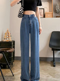 Wenkouban-Basic baggy air jeans with a high waist- Streetwear y2k outfits Fall Outfits Christmas Thanksgiving Gift New Year's Eve