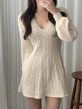 Wenkouban-nye outfits V Neck Long Sleeve Sweater Dress 2025 fashion trends y2k style party club outfits