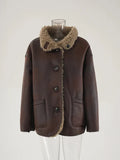 Wenkouban-Winter outfits Christmas Black Friday Faux Fur Collar Thick Winter Coat