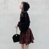 Wenkouban-swaggy outfits back to school outfits Qiukichonson Gothic Lolita Skirt Women 2020 Spring Autumn Winter High Waisted Lace-up Short Plaid Wool Skirts Mini tutu femme