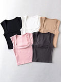 Wenkouban-Deep Square Collar Vests 2025 Summer New Fashion Sexy Women's Crop Tops Sling Vest Camis