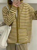 Wenkouban-Spring Casual Outfits Y2K Outfits Hooded Striped Long Sleeve Knit Cardigan