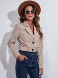 Wenkouban-Winter outfits ideas Women's suit collar corduroy jacket autumn winter long sleeve short coat