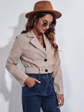 Wenkouban-Winter outfits ideas Women's suit collar corduroy jacket autumn winter long sleeve short coat