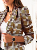 Wenkouban-Winter outfits ideas Women's long-sleeved double-breasted suit collar printed small jacket