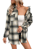 Wenkouban-Winter outfits ideas New Ladies Casual Long Plaid Shirt Jacket