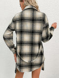 Wenkouban-Winter outfits ideas New Ladies Casual Long Plaid Shirt Jacket