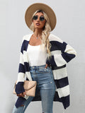 Wenkouban-Winter outfits ideas Women's Long Sleeve Striped Cardigan Sweater Jacket