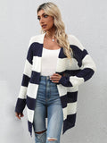 Wenkouban-Winter outfits ideas Women's Long Sleeve Striped Cardigan Sweater Jacket