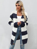 Wenkouban-Winter outfits ideas Women's Long Sleeve Striped Cardigan Sweater Jacket