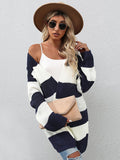 Wenkouban-Winter outfits ideas Women's Long Sleeve Striped Cardigan Sweater Jacket