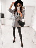 Wenkouban-Winter outfits ideas Women's new casual jacket double breasted solid color suit