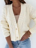 Wenkouban-Winter outfits ideas New Casual Sweater Jacket V-Neck Button Cable Knit Cardigan