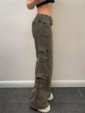 Wenkouban Straight leg cargo jeans with buttons