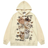 Wenkouban-back to school outfits spring outfits 2025 Kitten Print Oversized Hoodie