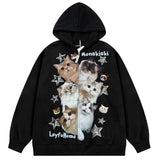 Wenkouban-back to school outfits spring outfits 2025 Kitten Print Oversized Hoodie