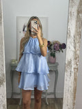 Wenkouban-Christmas Thanksgiving Gift New Year's Eve Dress party look inspos back to school dress  Organza Halterneck Layered Mini Dress