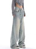 Wenkouban 90s baggy boyfriend jeans with faded effect