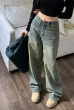 Wenkouban Vintage baggy boyfriend jeans with faded effect