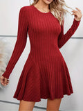 Wenkouban-Christmas Thanksgiving Gift New Year's Eve Dress party look inspos back to school dress  Rib Knit Flare Sweater Dress