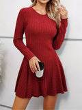 Wenkouban-Christmas Thanksgiving Gift New Year's Eve Dress party look inspos back to school dress  Rib Knit Flare Sweater Dress