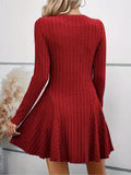 Wenkouban-Christmas Thanksgiving Gift New Year's Eve Dress party look inspos back to school dress  Rib Knit Flare Sweater Dress