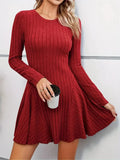 Wenkouban-Christmas Thanksgiving Gift New Year's Eve Dress party look inspos back to school dress  Rib Knit Flare Sweater Dress