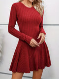 Wenkouban-Christmas Thanksgiving Gift New Year's Eve Dress party look inspos back to school dress  Rib Knit Flare Sweater Dress