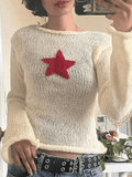 Wenkouban-Spring Casual Outfits Y2K Outfits Star Crochet Knit Cropped Knit Top