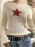 Wenkouban-Spring Casual Outfits Y2K Outfits Star Crochet Knit Cropped Knit Top