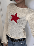 Wenkouban-Spring Casual Outfits Y2K Outfits Star Crochet Knit Cropped Knit Top