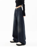 Wenkouban Dark blue 90s vintage baggy boyfriend jeans