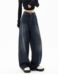 Wenkouban Dark blue 90s vintage baggy boyfriend jeans