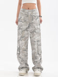 Wenkouban Gray vintage camo baggy cargo jeans