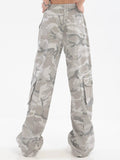 Wenkouban Gray vintage camo baggy cargo jeans