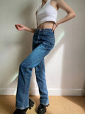 Wenkouban - Key And Lock Straight Jeans