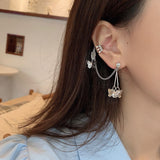 Wenkouban Trend 2022 New Animal Birds Tassel Women Earrings Clip Ear Cuff Silver Color Stars No Pierced Ear Hook Long Chain Earing Jewelry