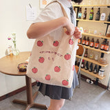 Wenkouban  Japanese Peach Print Tote Bag Large-capacity Shoulder Bag For Women Shopper Bag Canvas Bag Handbag Student Bags Bolsa Feminina