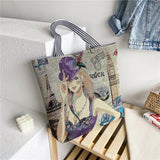 Wenkouban  Fashion Folding Women Big Size Handbag Tote Ladies Casual Flower Printing Canvas Graffiti Shoulder Bag Beach Bolsa Feminina