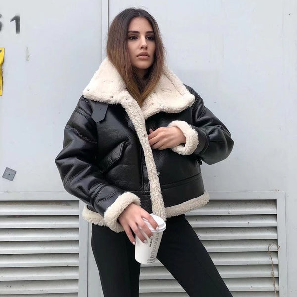 Wenkouban Women jacket 2022 Winter Fashion Fleece imitation leather Ja