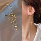 Wenkouban Trend 2022 New Animal Birds Tassel Women Earrings Clip Ear Cuff Silver Color Stars No Pierced Ear Hook Long Chain Earing Jewelry