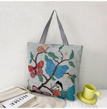 Wenkouban  Fashion Folding Women Big Size Handbag Tote Ladies Casual Flower Printing Canvas Graffiti Shoulder Bag Beach Bolsa Feminina