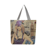 Wenkouban  Fashion Folding Women Big Size Handbag Tote Ladies Casual Flower Printing Canvas Graffiti Shoulder Bag Beach Bolsa Feminina